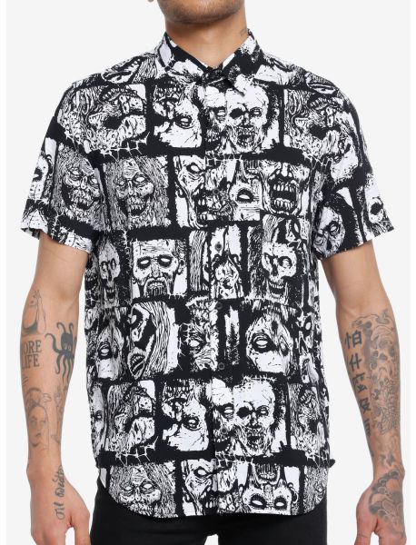 Button Up Shirts Guys Zombie Faces Woven Button-Up