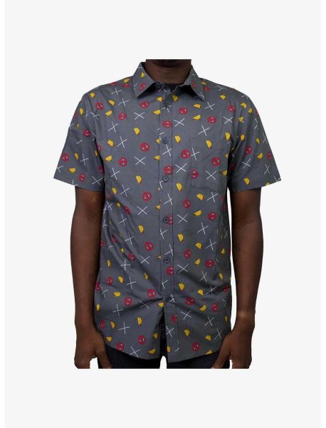 Marvel Deadpool Taco Party Woven Button-Up Guys Button Up Shirts