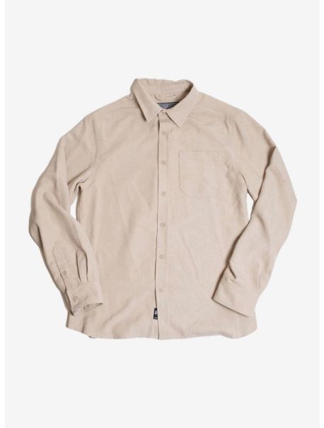 Khaki Corduroy Button-Up Guys Button Up Shirts