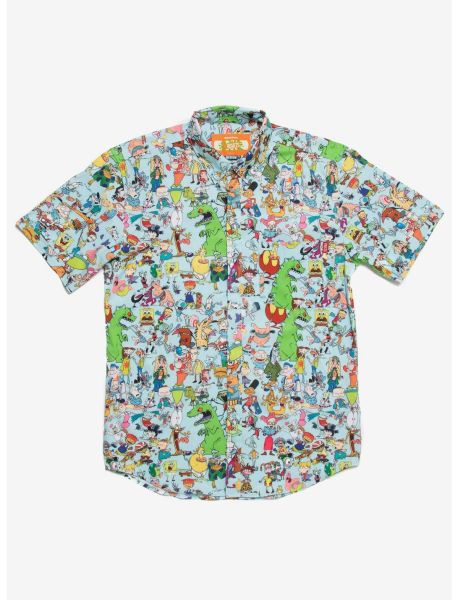 Guys Button Up Shirts Rsvlts Nickelodeon 90S Mashup Woven Button-Up