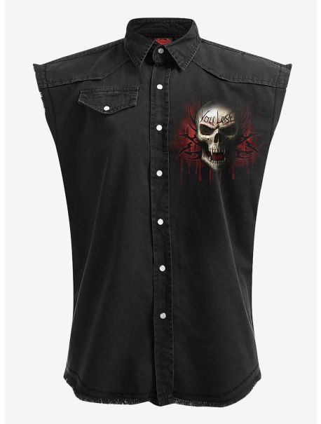 Game Over Sleeveless Woven Button-Up Guys Button Up Shirts