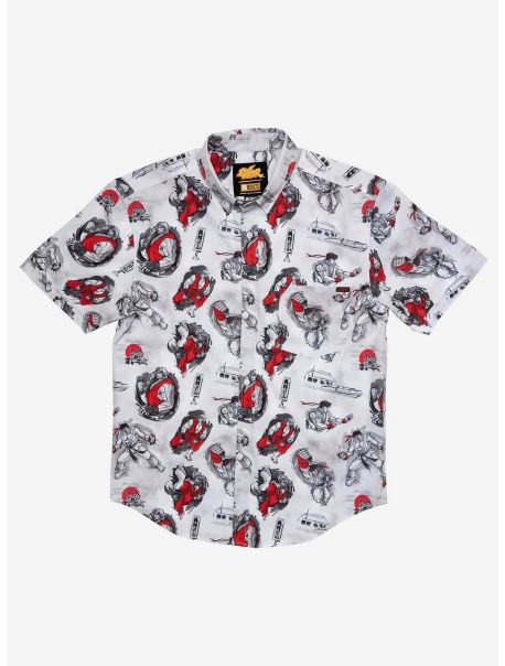 Guys Button Up Shirts Rsvlts Street Fighter Art Of Ansatsuken Kunuflex Short Sleeve Shirt