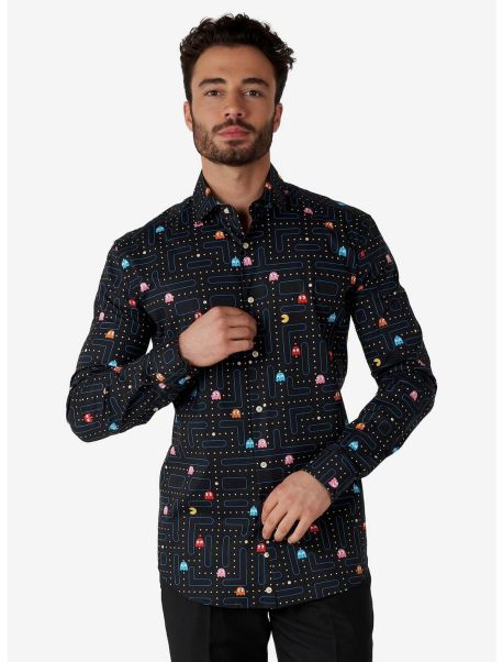Pac-Man Woven Button-Up Button Up Shirts Guys
