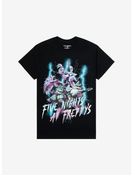 Guys Five Nights At Freddy's: Security Breach Glow-In-The-Dark Lightning T-Shirt Graphic Tees