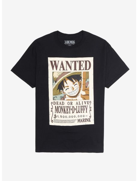 One Piece Luffy Wanted Poster T-Shirt Graphic Tees Guys