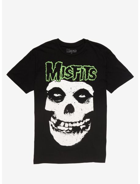 Misfits Green Fiend Skull T-Shirt Guys Graphic Tees