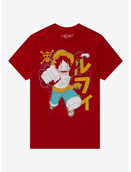 One Piece Luffy Red Tonal T-Shirt Guys Graphic Tees