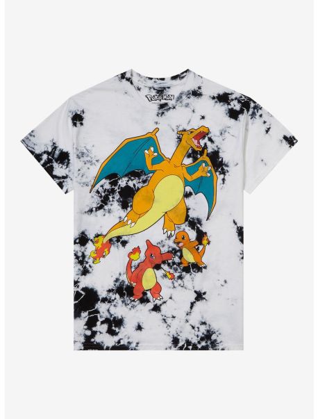 Guys Pokemon Charmander Evolution Tie-Dye T-Shirt Graphic Tees
