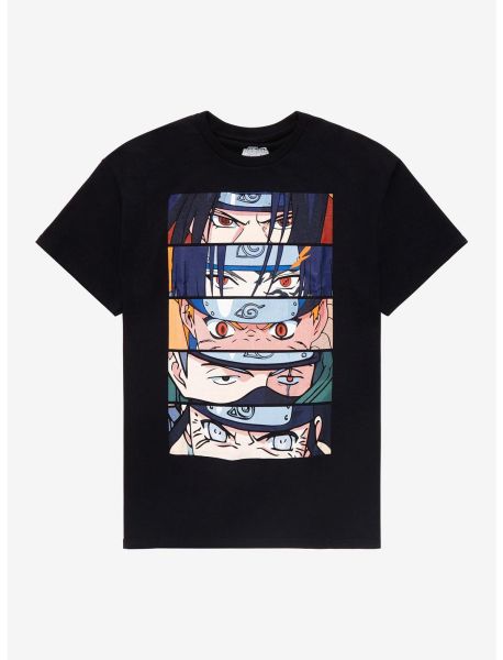 Naruto Group Stacked Eyes T-Shirt Graphic Tees Guys