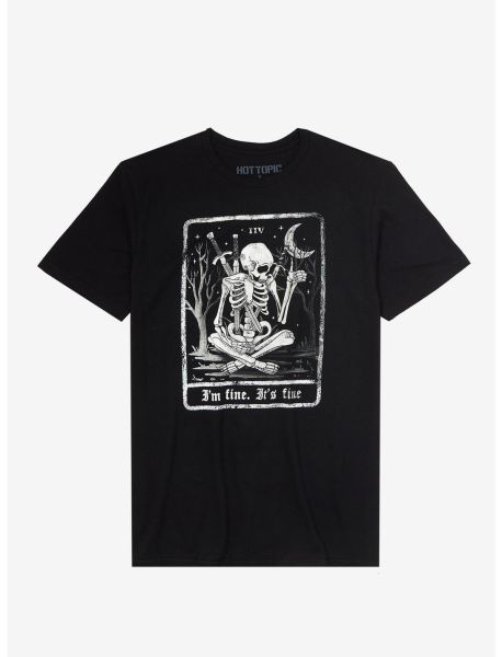 I'm Fine Skeleton Tarot Card T-Shirt Graphic Tees Guys