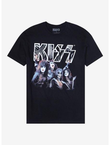 Guys Graphic Tees Kiss Rock N' Roll Animals Band Photo T-Shirt