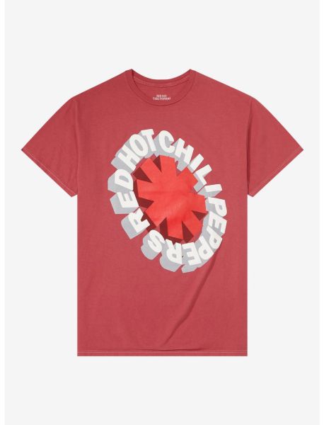 Guys Red Hot Chili Peppers Puff Paint Logo T-Shirt Graphic Tees