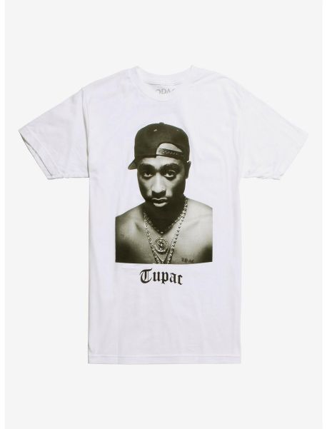 Graphic Tees Guys Tupac Black & White Photo T-Shirt