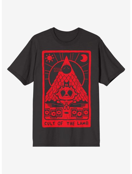 Guys Graphic Tees Cult Of The Lamb Tarot Card T-Shirt