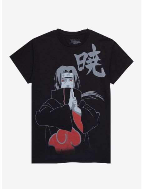 Guys Naruto Shippuden Itachi Tonal Jumbo Print T-Shirt Graphic Tees