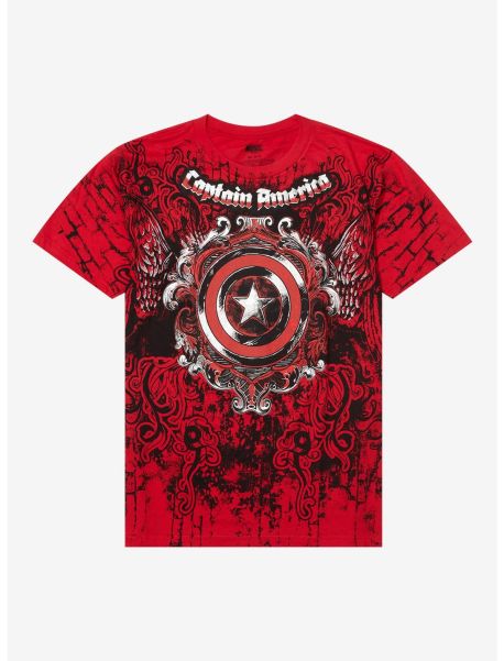 Marvel Captain America Filigree Shield T-Shirt Guys Graphic Tees