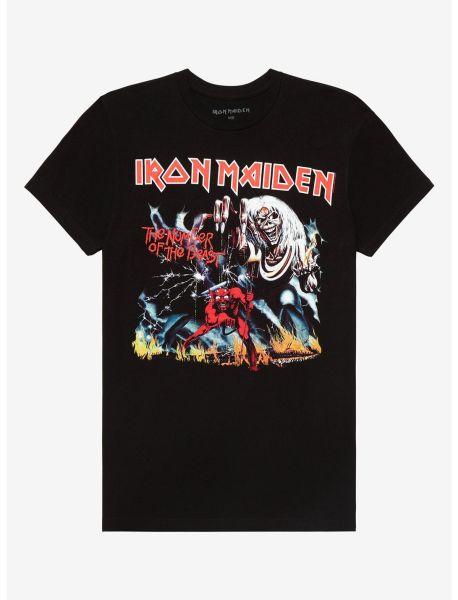 Guys Iron Maiden The Number Of The Beast Lyrics T-Shirt Graphic Tees