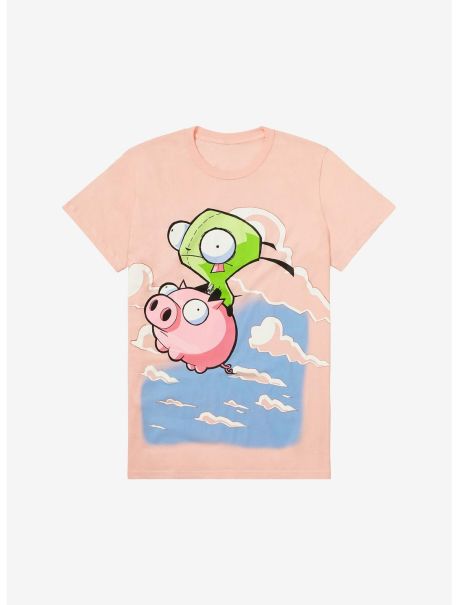 Graphic Tees Guys Invader Zim Gir Pink Sky Jumbo Print T-Shirt