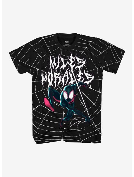Graphic Tees Marvel Spider-Man: Across The Spider-Verse Miles Morales Heavy Metal Web T-Shirt Guys