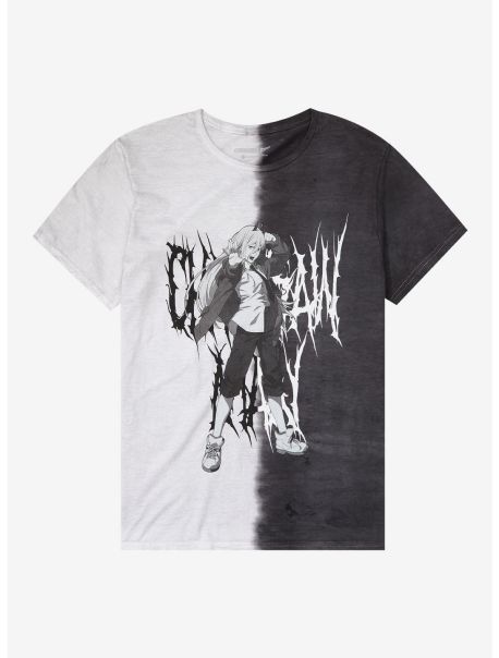 Guys Graphic Tees Chainsaw Man Power Split Dye T-Shirt