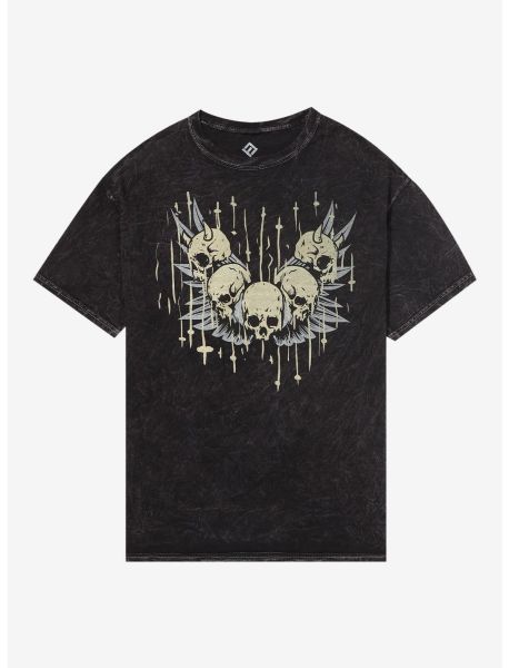 Guys Memento Mori Skull Mineral Wash T-Shirt Graphic Tees