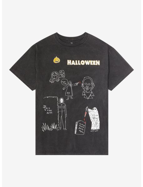 Guys Graphic Tees Halloween Sketch Collage T-Shirt