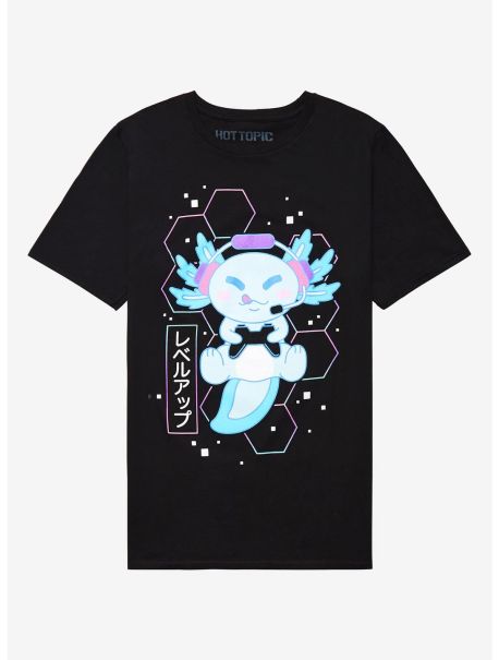 Axolotl Level Up T-Shirt Graphic Tees Guys