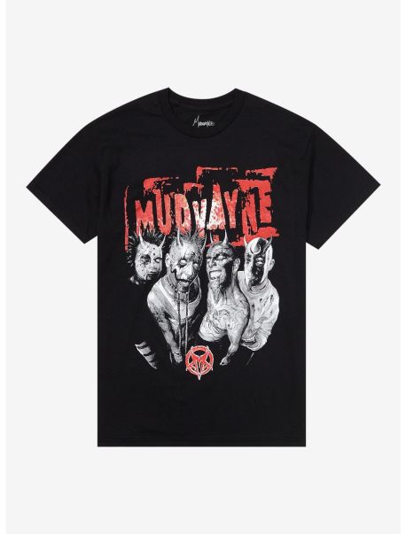 Guys Mudvayne Masks Group Portrait T-Shirt Graphic Tees