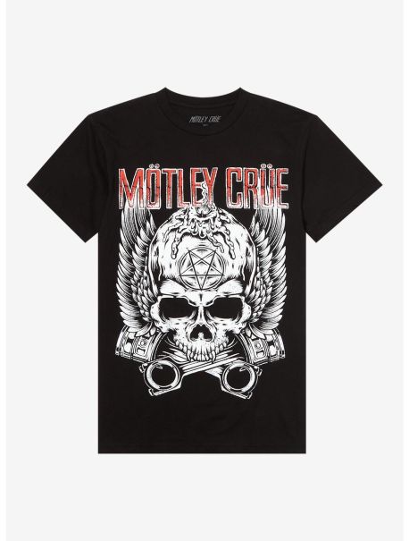 Motley Crue Pentagram Skull T-Shirt Graphic Tees Guys