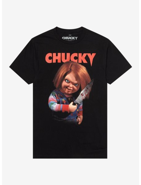 Graphic Tees Child's Play Chucky Bloody Knife T-Shirt Guys