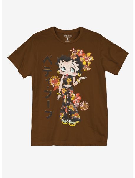 Guys Graphic Tees Betty Boop Floral Japanese T-Shirt