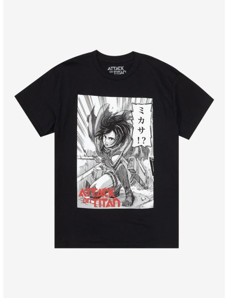 Guys Attack On Titan Mikasa Manga Panel T-Shirt Graphic Tees