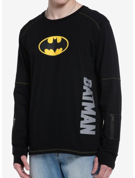 Guys Dc Comics The Flash Batman Zipper Long-Sleeve T-Shirt Long Sleeves
