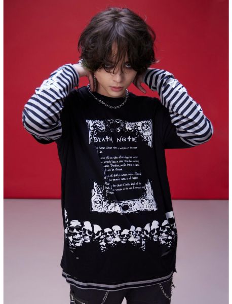 Death Note Rules Stripe Twofer Long-Sleeve T-Shirt Long Sleeves Guys