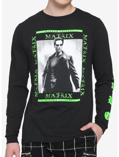 Long Sleeves Guys The Matrix Neo Portrait Long-Sleeve T-Shirt