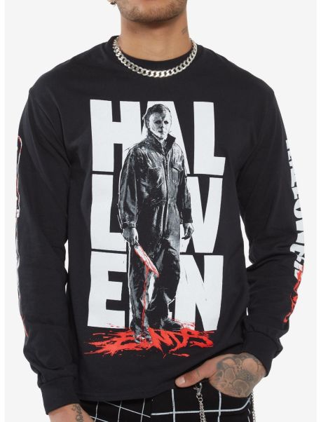 Guys Halloween Ends Michael & Laurie Long-Sleeve T-Shirt By Fright Rags Long Sleeves