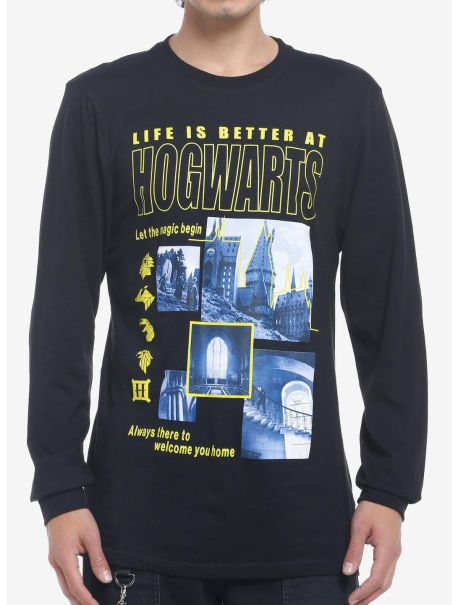 Guys Long Sleeves Harry Potter Hogwarts Long-Sleeve T-Shirt