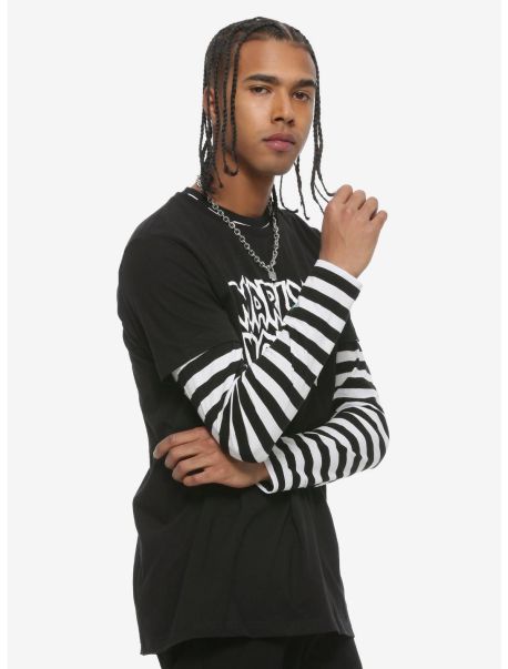Black & White Striped Long-Sleeve T-Shirt Guys Long Sleeves