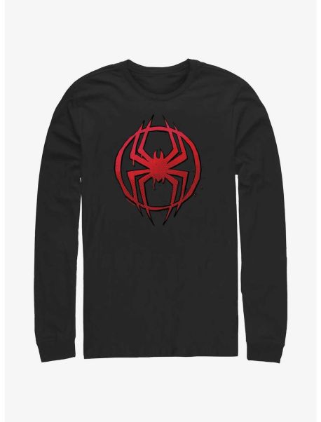 Long Sleeves Guys Marvel Spider-Man: Across The Spider-Verse Miles Morales Spider Logo Long-Sleeve T-Shirt