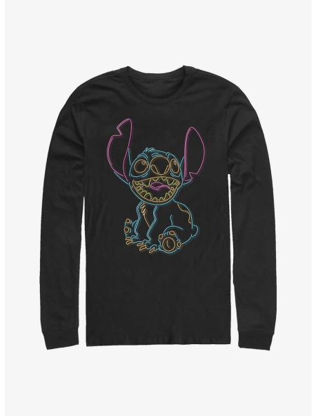 Long Sleeves Guys Disney Lilo & Stitch Neon Stitch Long-Sleeve T-Shirt