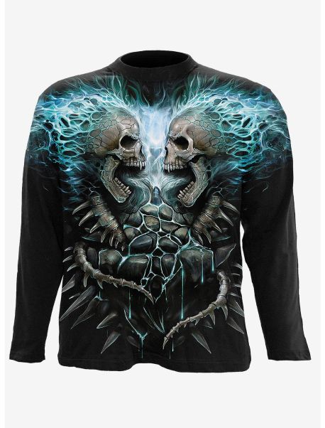 Flaming Spine Allover Long-Sleeve T-Shirt Long Sleeves Guys