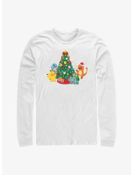 Long Sleeves Guys Pokemon Christmas Tree Long-Sleeve T-Shirt