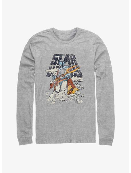 Guys Long Sleeves Star Wars Cloudy With A Fett Long Sleeve T-Shirt