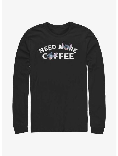 Disney Lilo & Stitch Need More Coffee Long-Sleeve T-Shirt Long Sleeves Guys