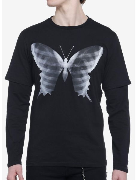 Butterfly X-Ray Twofer Long-Sleeve T-Shirt Guys Long Sleeves
