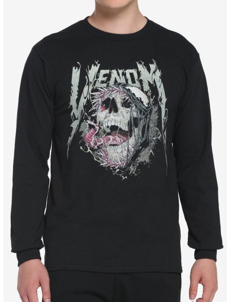 Guys Long Sleeves Marvel Venom Skull Long-Sleeve T-Shirt