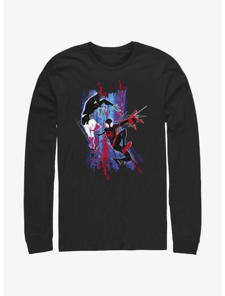 Long Sleeves Guys Marvel Spider-Man: Across The Spider-Verse Spider-Gwen And Miles Morales Long-Sleeve T-Shirt