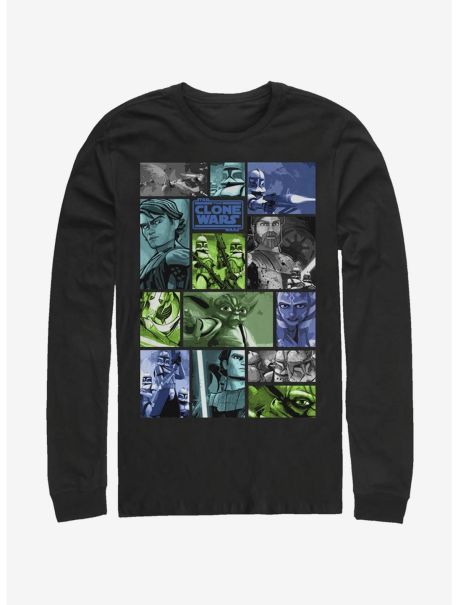 Long Sleeves Star Wars The Clone Wars Story Squares Long-Sleeve T-Shirt Guys