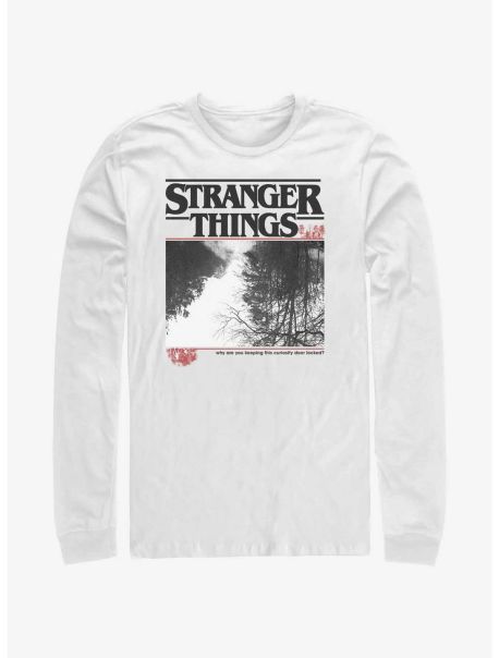 Long Sleeves Guys Stranger Things Forest Photo Logo Long Sleeve T-Shirt