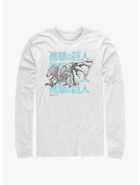 Guys Long Sleeves Attack On Titan Jaw Titan Stack Long-Sleeve T-Shirt